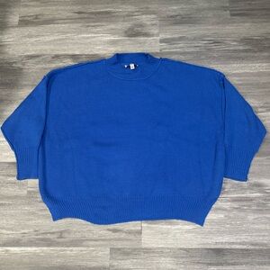 She + Sky Oversized Crewneck Blue Sweater Small